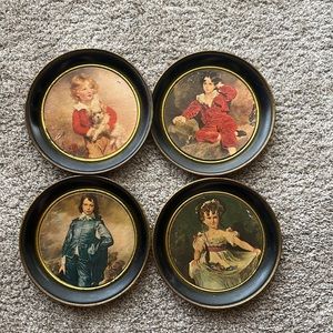 Set of 4 Vintage Tin Plates by Fabcraft